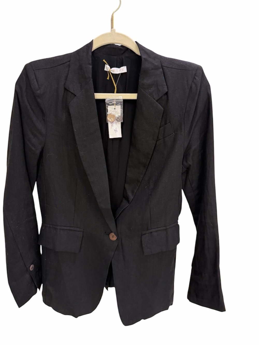 KARLIE Notched Collar, Linen Blend, One Button Blazer Jacket Size Small